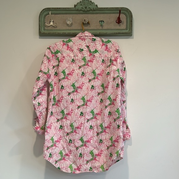 Lilly Pulitzer Vintage long sleeve button down blouse size 4-6 small pink print - Picture 6 of 7